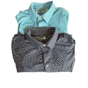 [Lot Of 2] Roundtree & Yorke Performance Golf Polo Shirt Mens XLT AOP